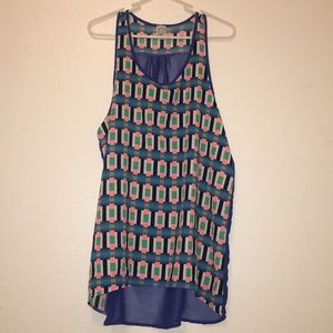 Graphic design translucent lose tank top